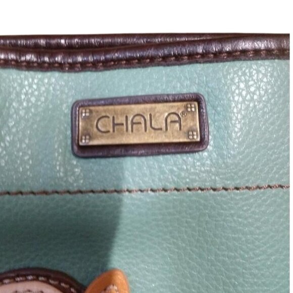 Chala Llama Tote Bag With Polka Dot Lining Vegan Leather Aqua & Brown Womens Han - Picture 8 of 8